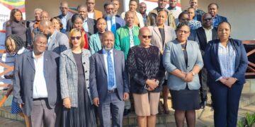 Ministries of Finance and Commerce, Industry and Trade officials pose with CFI officials and Finance stakeholders during the launch of the Blended FinScope MSME Survey Eswatini 2023. Photo: Eswatini Government