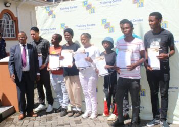 Deputy Prime Minister Thulisile Dladla and BSA Training Centre representatives present scholarship awards to beneficiaries, marking a milestone in supporting vulnerable youth in Eswatini.
