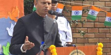 High Commissioner N. Ram Prasad unfurls the Indian National Flag at India House, Mbabane, marking the 76th Republic Day celebrations.