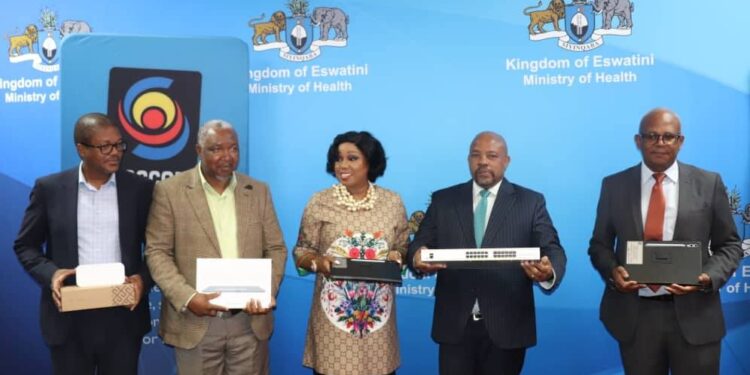 Ministers from ICT and Health hand over new digital devices to Eswatini’s public hospitals.