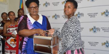 MTN Fintech donates smartphones to youth beneficiaries at the DPM's Office.