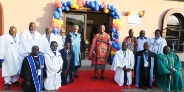 King Mswati III tours the newly opened E1.5m League of African Churches offices in Lobamba after the 2025 Resurrection Sunday service.