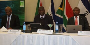 Ministers Mpotjoane and Lamola during the BNC talks in Maseru, reaffirming bilateral cooperation.