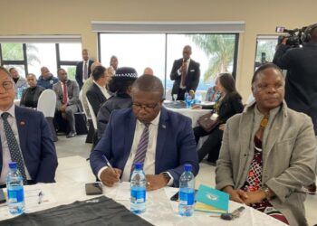 HRH Prince Lonkhokhela engages Taiwanese investors during a business luncheon in Mbabane.