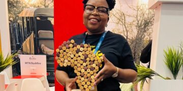 Minister Jane Mkhonta-Simelane celebrates Eswatini’s green tourism win at WTM Africa 2025.