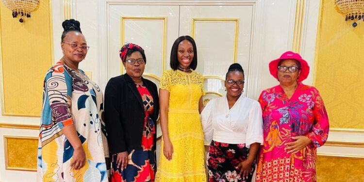 JA Eswatini team with Inkhosikati Make LaMashwama during a courtesy visit to support girls’ entrepreneurship.