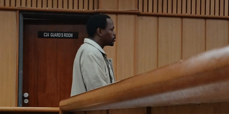 Primary school teacher Samkeliso Dvuba listens attentively in court while judgment on his conviction is being delivered.