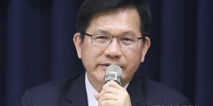 Lin Chia-lung responds to reporters’ questions during a press conference on Friday. CNA photo May 16, 2025