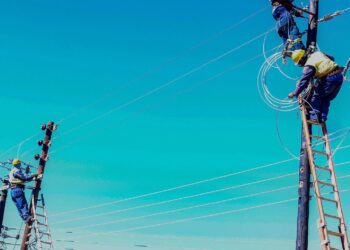 EEC workers carrying out maintenance on power lines
