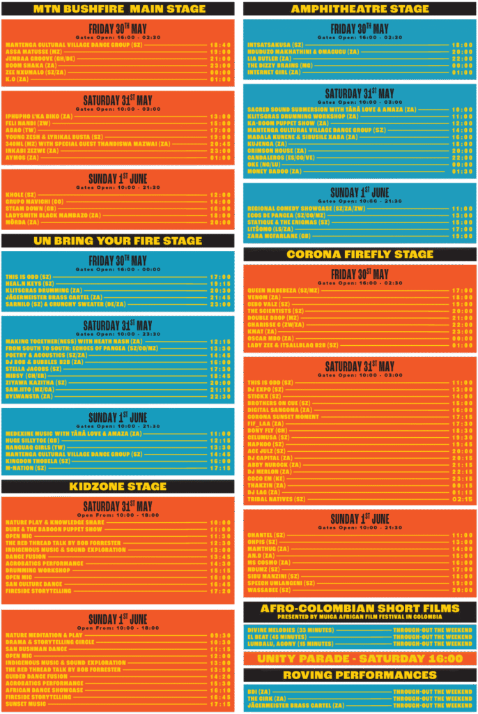 MTN Bushfire full programme