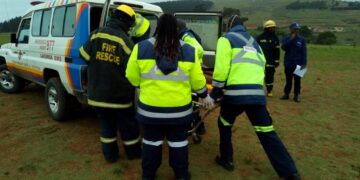 Paramedics in action: Emergency response team attending to a patient during a medical call-out in Eswatini.