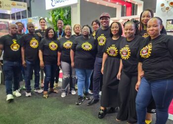 Honourable Sikhumbuzo Dlamini, Acting Minister for Tourism and Environmental Affairs, pictured with Eswatini tourism stakeholders during the Africa Travel Indaba in Durban.