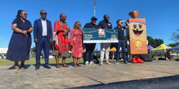 Masundvwini High School learners celebrate their victory at the Premier Future Foodies Market Day 2025 held at Mavuso Trade and Exhibition Centre, Manzini.