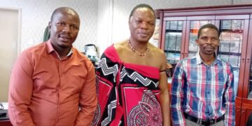 Thirst Project Eswatini Country Director Sibusiso Shiba meets with Minister of Natural Resources and Energy, His Royal Highness Prince Lonkhokhela, to discuss partnerships on sustainable water access for communities across Eswatini.