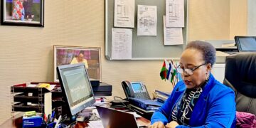 Ms. Angele Makombo N’tumba, SADC Deputy Executive Secretary for Regional Integration, addresses African finance ministers during a virtual meeting on 5 May 2025