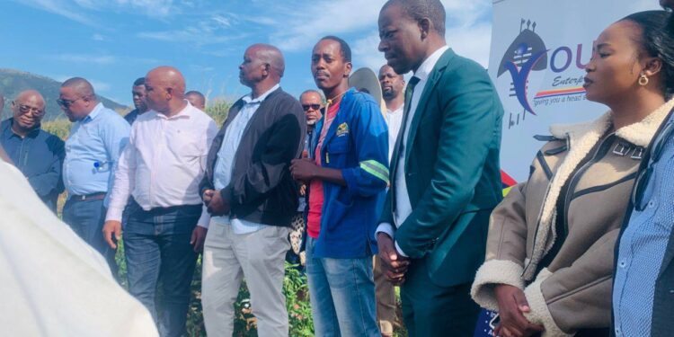 Officials from the Ministry of Sports, Culture and Youth Affairs and Members of Parliament tour youth-led projects funded by the Youth Enterprise Revolving Fund (YERF) in the Manzini region.