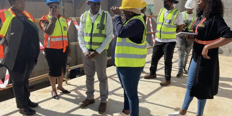 Members of the joint task team inspect ongoing construction at the Manzini and Nhlangano water and sanitation project sites, assessing progress on key infrastructure aimed at improving community access to clean water.