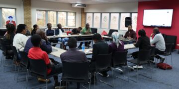 Participants engage in a hands-on AI training session during the Action Junction workshop at American Corners in Mbabane. Photo by U.S. Embassy Eswatini