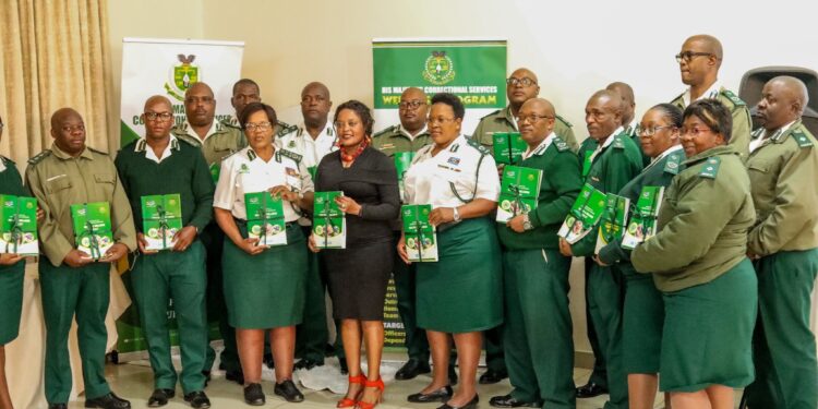 His Majesty’s Correctional Services leadership and staff gather for a group photo following the launch of the Health and Wellness Policy and Strategic Plan 2024–2028 at The George Hotel in Manzini.
