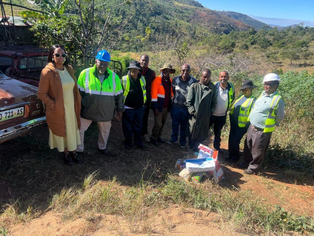 Officials from the Deputy Prime Minister’s Office and Eswatini Contractors Association assess Mlulami Dlamini’s property in KaMagele, Hlatsi, ahead of the planned construction of a new government-supported house.