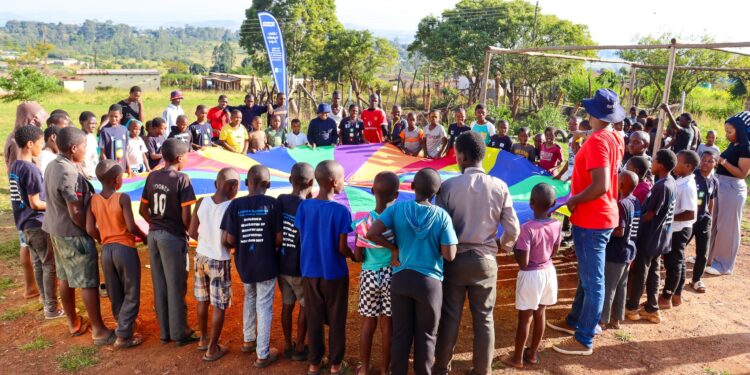 Boys from the Mbikwakhe community take part in fun and team-building activities during a Boy Child Fun Day held on Friday, 16 May 2025, under the Litfuba Ngelakho project supported by Kindernothilfe E.V.