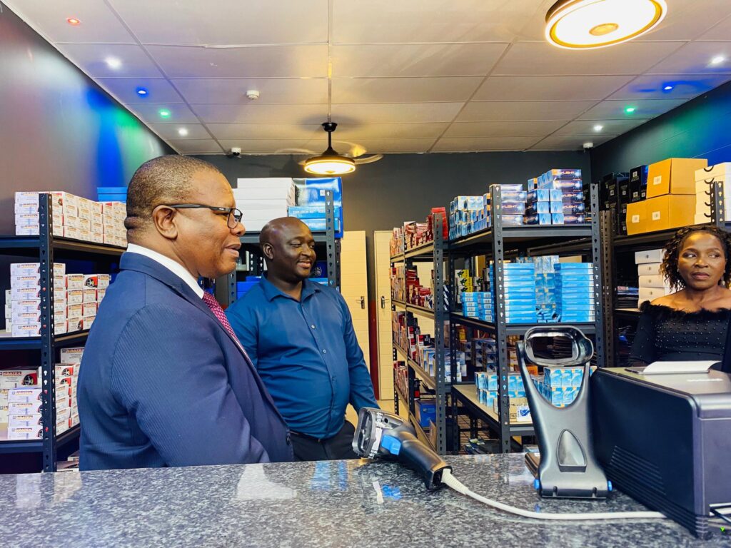 Director Nkhosinathi Khanyile and Minister of Commerce, Industry and Trade during the official launch of Isematholeni Auto Spares in Mbabane.