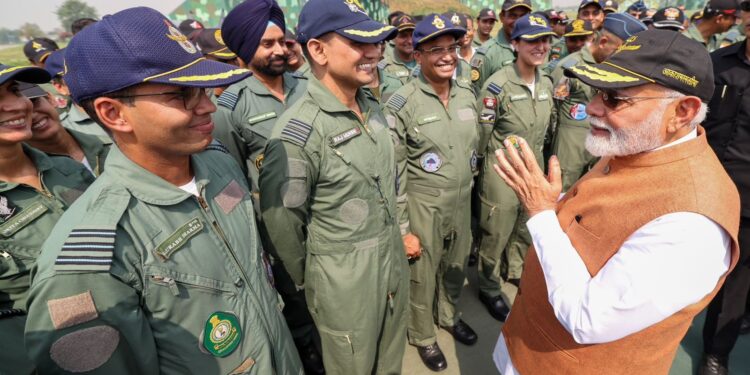 Tuesday, 13 May 2025 Prime Minister Narendra Modi paid a visit to AFS Adampur early this morning, meeting with Indian Air Force personnel days after the ceasefire agreement with Pakistan. In a post shared on X, he described the encounter as a special moment with those who represent courage and determination. Photo: X/@narendramodi