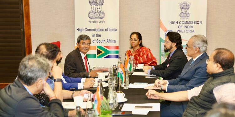 High Commissioner Shri Prabhat Kumar briefs the Hon’ble MPs on key aspects of India-South Africa relations and ongoing bilateral engagements. Photo by X/@hci_pretoria