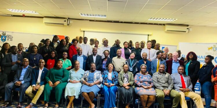Stakeholders from government, development partners, and civil society gather for a group photo during the validation workshop for Eswatini’s Third Voluntary National and Local Reviews (VNR & VLR) on the Sustainable Development Goals (SDGs), held at The George Hotel in Manzini on May 7, 2025.