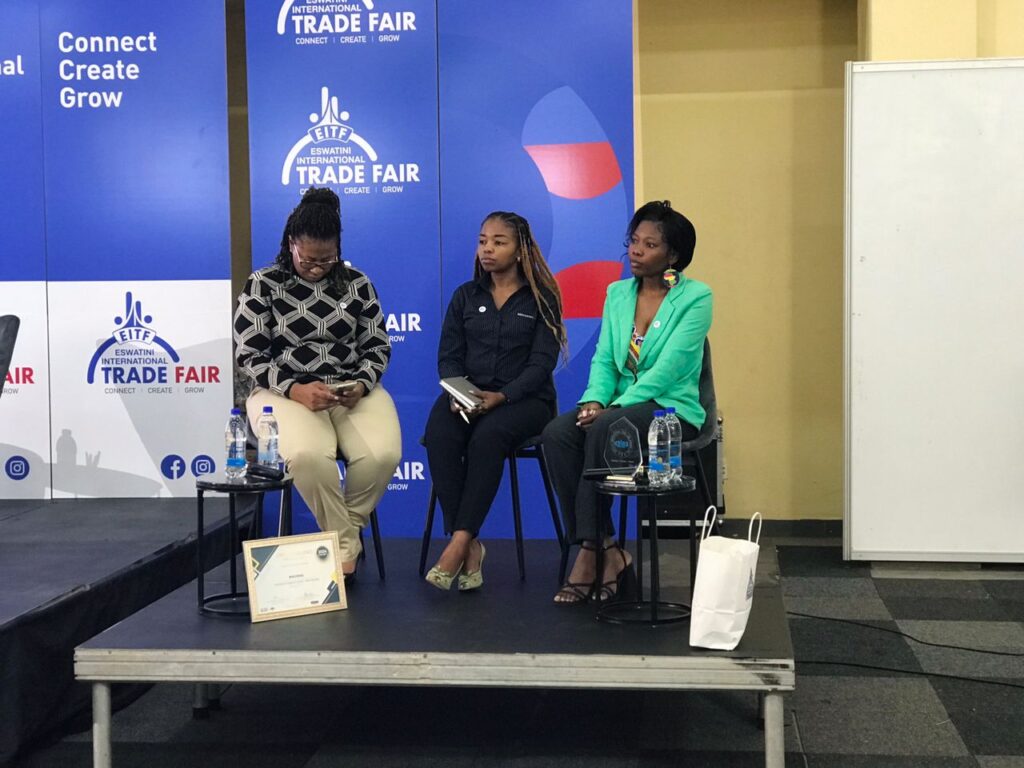 The Exhibitors Panel (L-R) Gcebile Dlamini from NDMA, Macsteel’s Okuhle Ngwenya and Last year’s mobile kitchen winner Ncono’s Kitchen