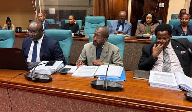 From left Makhosini Mndawe Mongi Dlamini Senior Secretary and Antony Dlamini under Secretary