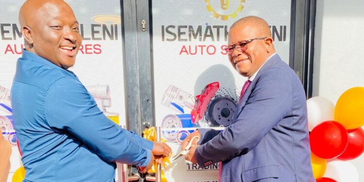 Director Nkhosinathi Khanyile and Minister of Commerce, Industry and Trade during the official launch of Isematholeni Auto Spares in Mbabane.