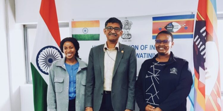 The High Commission of India in Mbabane congratulates Ms. Thandwa Dlamini and Ms. Precious Nobuhle from the Deputy Prime Minister’s Office on their selection for the ITEC course on Women and Enterprise Development at NIESBUD, India. Photo by High Commission of India – Mbabane