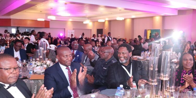 Prime Minister Russell Mmiso Dlamini and Minister of Commerce, Industry and Trade Manqoba Khumalo pictured with delegates at the inaugural Eswatini Investment Conference gala dinner held at Sharma House, Ezulwini.