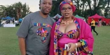 Nelly Luju Ndlovu and her partner Nhlanhla Shongwe, crowned Best Dressed Couple 2025 at the Makoti Festival, pictured in their award-winning outfits at Malkerns Country Club.