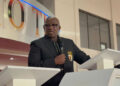 Marwick Khumalo delivers an emotional tribute during the memorial service of the late former Senate Deputy President, Ngom’yayona Gamedze, at Metropolitan Church on Friday.