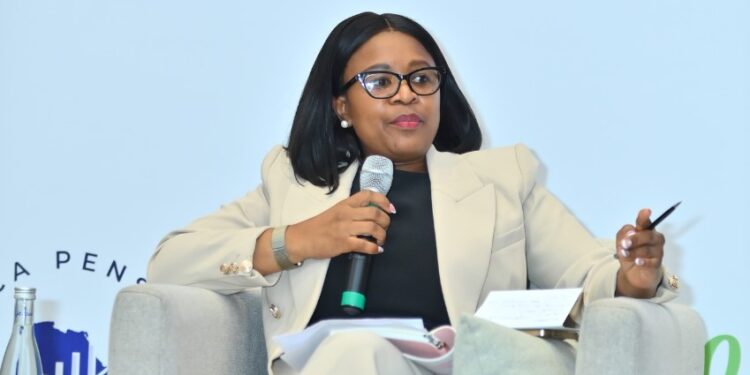 Futhi Tembe, CEO of the Eswatini National Provident Fund, engages in dialogue during the 6th Annual Africa Pension Funds and Retirement Summit held from May 13–16, 2025, in Casablanca, Morocco, where she was one of the key invited speakers.