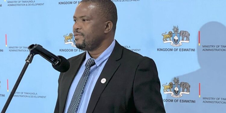Minister S’khumbuzo Dlamini addressing delegates during the launch of the inaugural Eswatini Local Government Conference at Esibayeni Lodge.