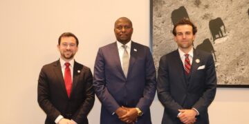 Prime Minister Russell Mmiso Dlamini meets with US International Development Finance Corporation officials Conor Coleman and Alexander Macdonald in Luanda, Angola, to discuss potential funding for Eswatini’s infrastructure and development projects.