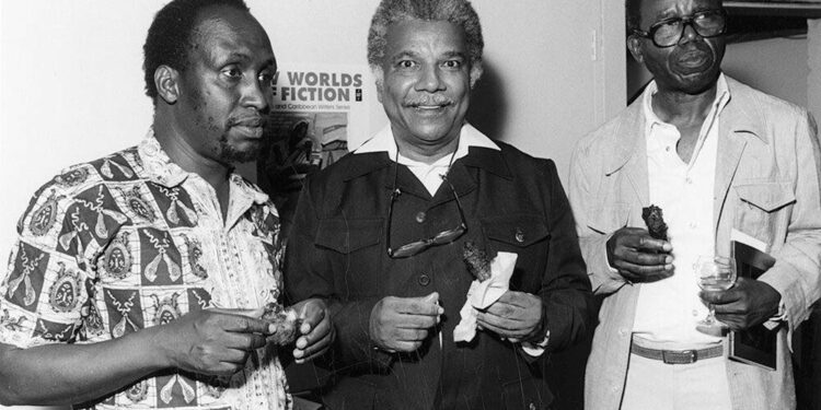 Ngũgĩ wa Thiong’o, Ali Mazrui, and Chinua Achebe — three of Africa’s greatest intellectuals — pictured together in 1986