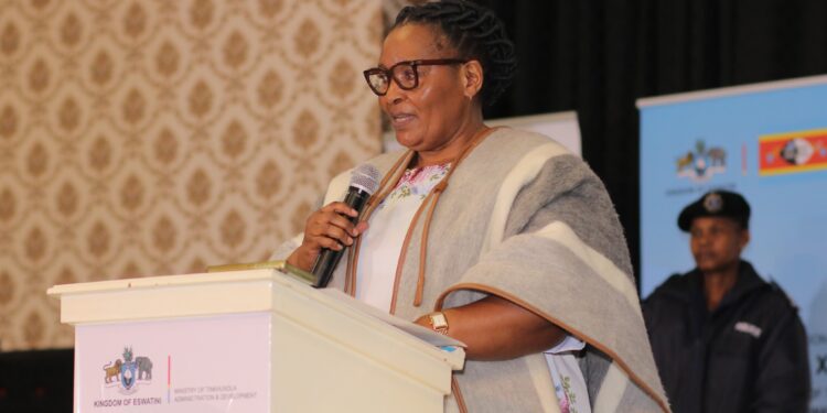 The Acting Prime Minister during her address on the proposed Tinkhundla-based local government reforms.