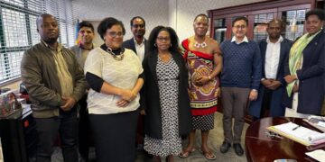 HRH Prince Lonkhokhela (centre) in discussion with representatives from Fichtner and Computronics during the EV policy meeting at the Ministry of Natural Resources and Energy, Mbabane, on 5 June 2025.