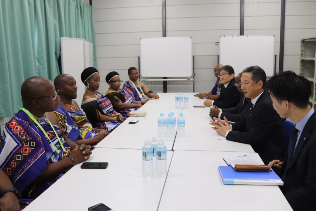 Prime Minister Russell Mmiso Dlamini meets YKK Corporation Chairman Hiroaki Otani during a bilateral engagement at the Expo 2025 in Osaka, Japan.