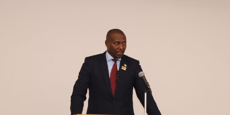 Prime Minister Russell Mmiso Dlamini, joined by Ministers Manqoba Khumalo and Jane Mkhonta-Simelane, engages Japanese investors during the Japan-Eswatini Business Forum at Expo 2025 in Osaka, Japan.