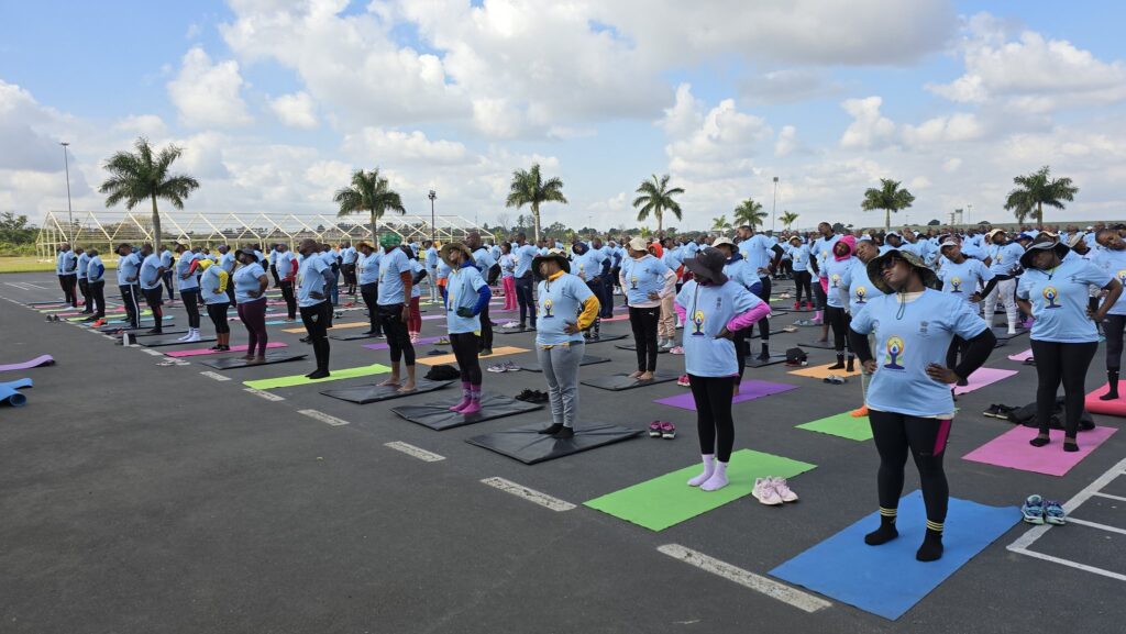 EmaSwati embracing the peace and benefits of yoga. Enthusiasts participate in one of the many free sessions organised by the High Commission of India in Mbabane, building up to the International Day of Yoga 21. (Photo Credit: High Commission of India in Mbabane, Eswatini)