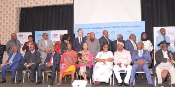 Acting Prime Minister Thulisile Dladla joins Chief Dambuza, Dr. Mathendele Dlamini, and Professor Kwamena Ahwoi during Day 1 of the Eswatini Local Government Conference, where delegates discussed the Tinkhundla system, decentralisation, and community-led governance.