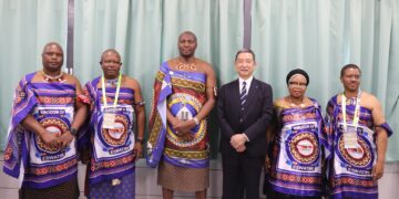 Prime Minister Russell Mmiso Dlamini meets YKK Corporation Chairman Hiroaki Otani during a bilateral engagement at the Expo 2025 in Osaka, Japan.