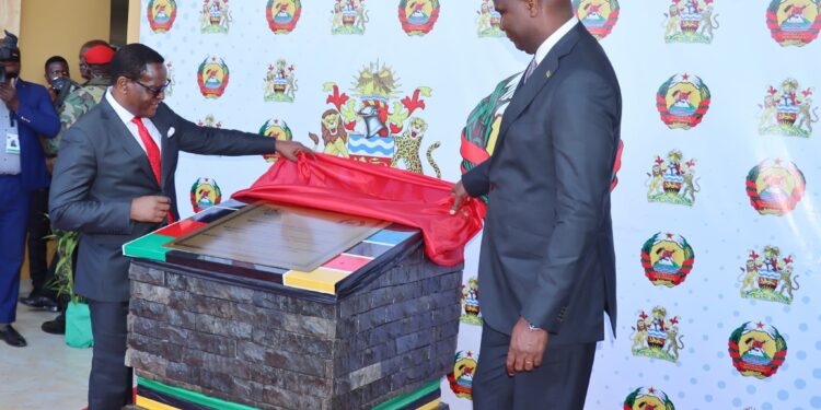 Malawi’s President Lazarus Chakwera and Mozambique’s President Daniel Francisco Chapo officially open the Dedza One-Stop Border Post
