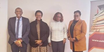 Dr. Cleopas Moono, Marketing Director of the University of Edenberg, with ESHEC representatives Dr. Loretta Mkhonta, Dr. Ncamsile D. Motsa, and Dr. Monica Nkwanyana.