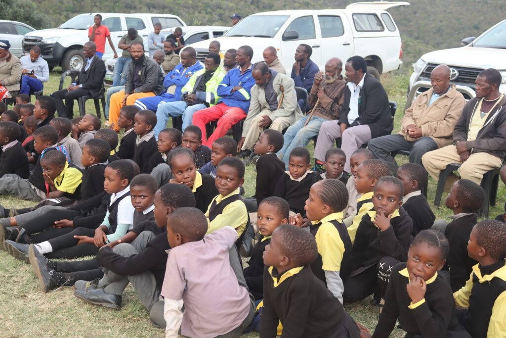 Ngudzeni residents, school staff, and local leaders during the official handover of RDF-funded projects, including new classrooms and diptanks.